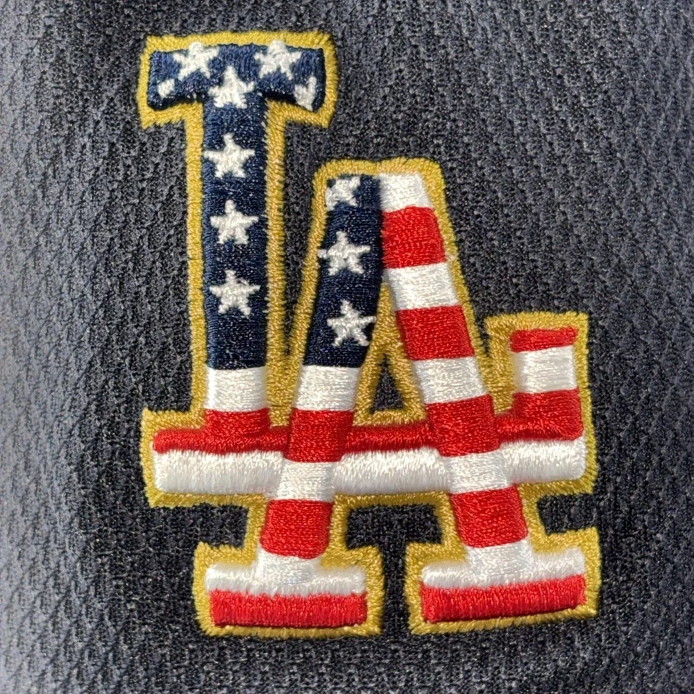 LA Dodgers Stars And Stripes NL  LOGO Bucket Hat Navy Blue New Era 2018 MLB‎ EUC